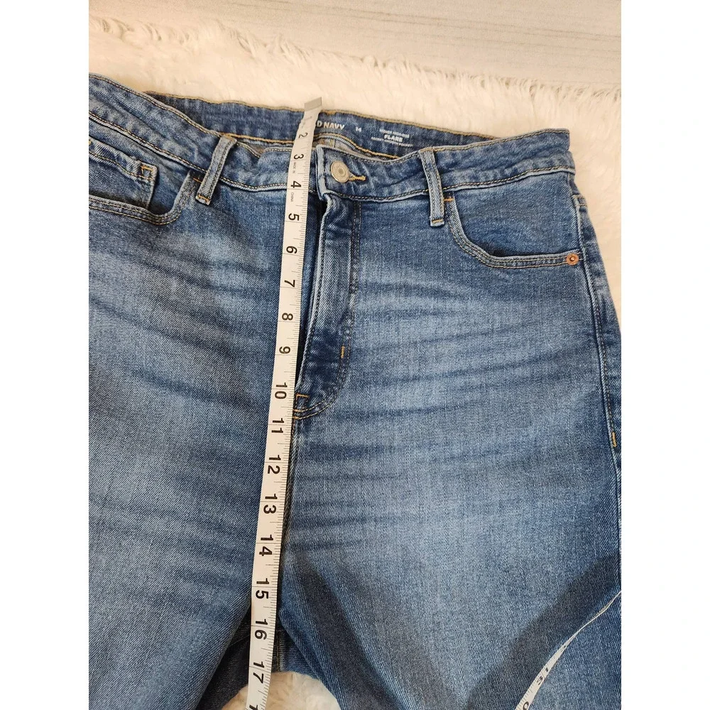 Old‎ Navy Women's Blue Solid Cotton High Rise Smooth Pockets Flare Jeans Size 14